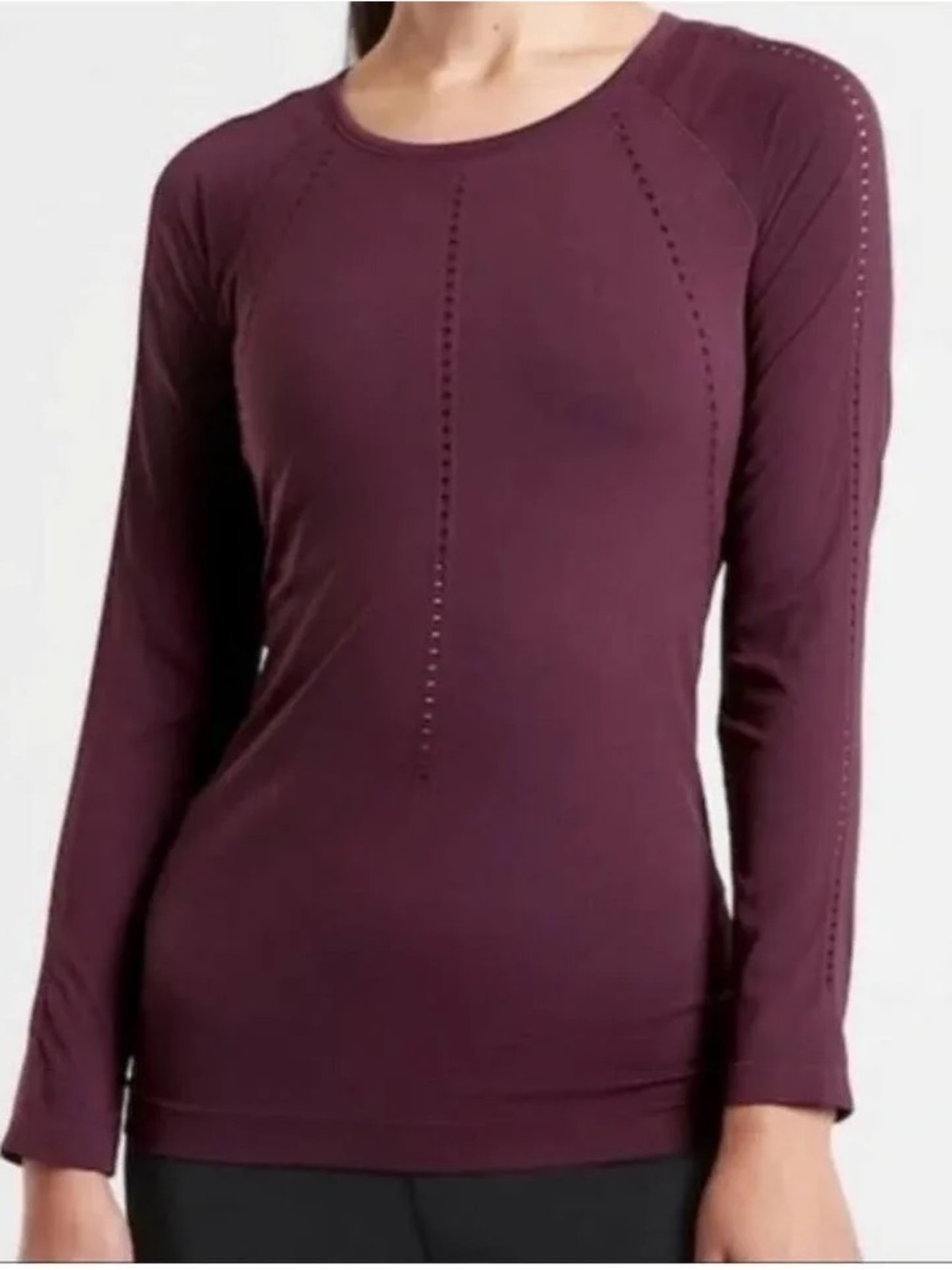 Athleta Foothill Seamless Long Sleeve Womens S Burgundy Fitted